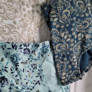 White Stag Long Sleeve Tops (3) - Blue, Cream, and Tan Floral Designs